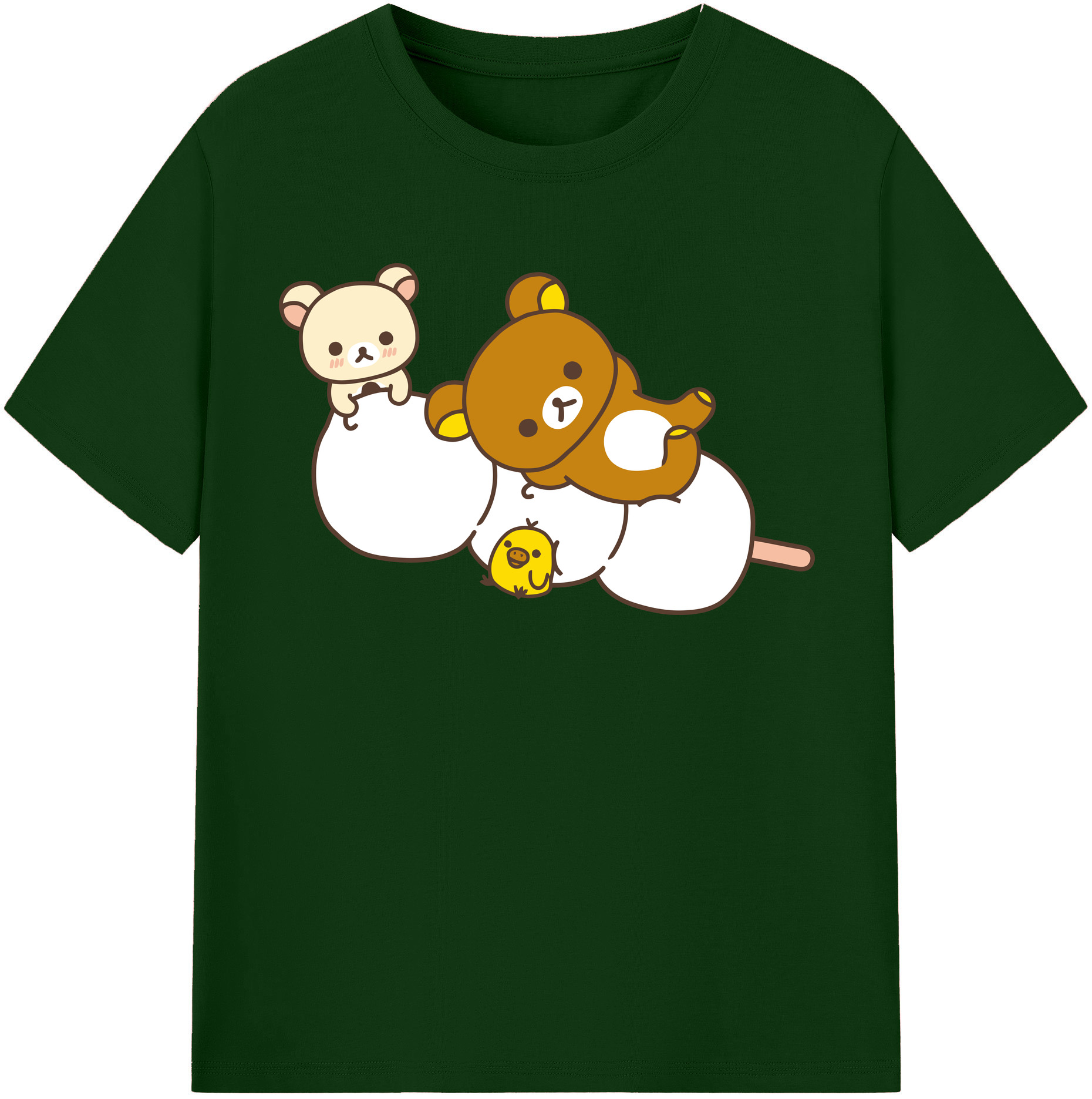 （画像用） リラックマ リラックマ キイロイトリ Rilakkuma Korilakkuma Kiiroitori 綿100％半袖Tシャツ（フロントプリント）
